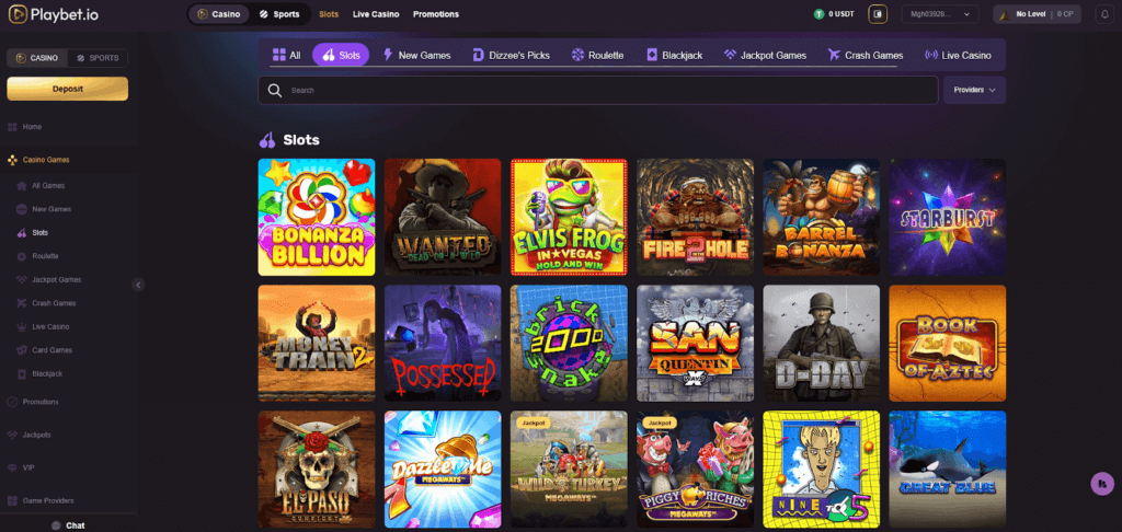 Playbet.io’s Game Selection