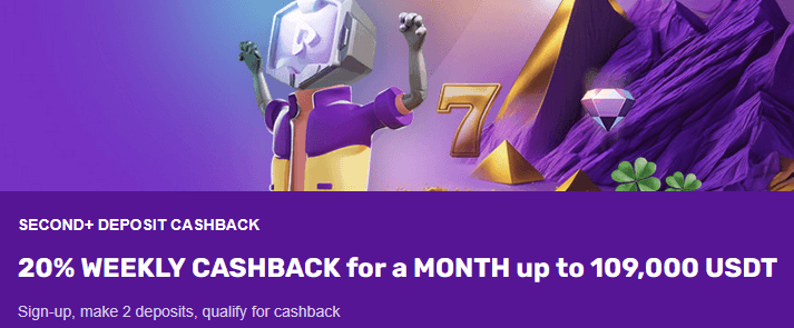 Cashback offers are Playbet.io