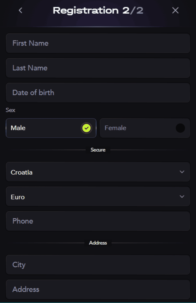 madcasino registration process 2