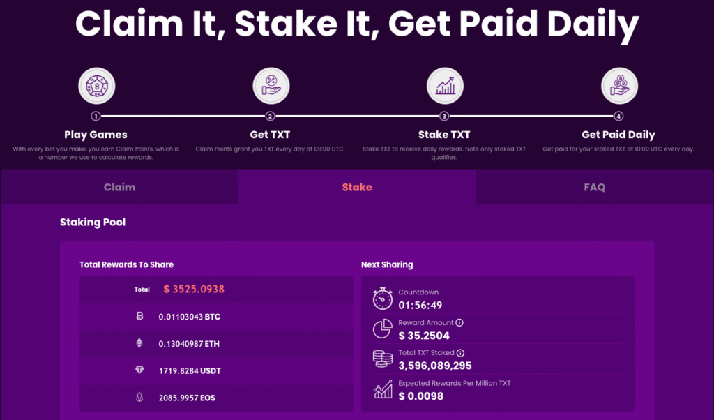 trustdice staking TXT